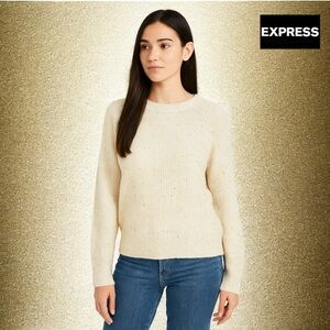 Express Scoop Neck Gold Sequined Sweater
